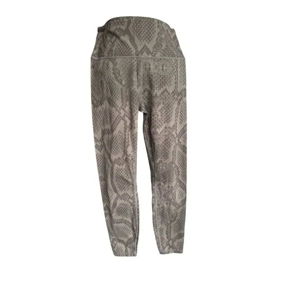 Varley Snake Print Leggings Small Taupe Brown High Rise Activewear Yoga Pants